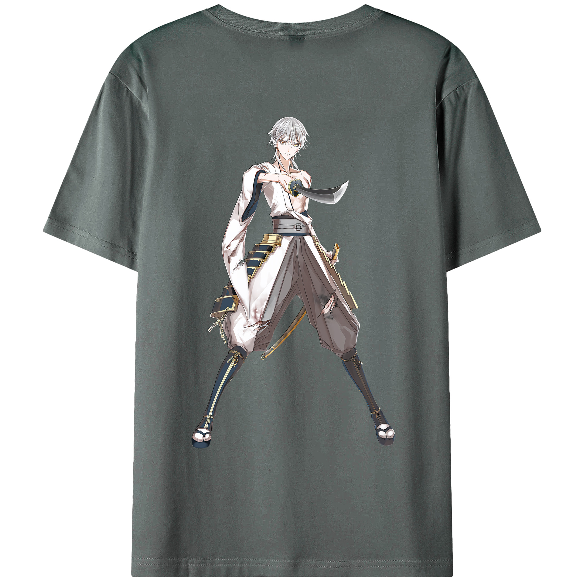（画像用） 刀剣乱舞 Touken Ranbu 綿100％ メンズ半袖Tシャツ（バックプリント） 通気性